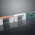 Functional Kids Study Desks in Wooden White and Blue with Storage Drawers