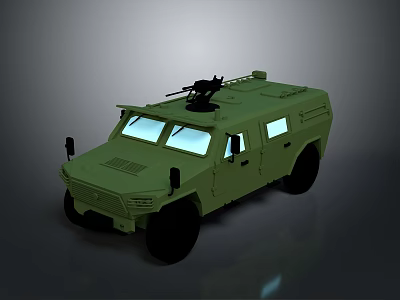 Modern Green Military Tank With Weapon Turret Armored Windows And Black Wheels 3d model