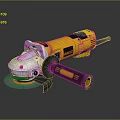 Yellow and Black Angle Grinder with Grinding Wheel and Ergonomic Handle Design