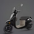 Modern Black Scooter With Classic Design Beige Seat And Side Mirrors