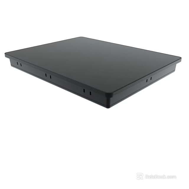 Black Rectangular Device With Flat Surface And Edge Holes Design 3d model 