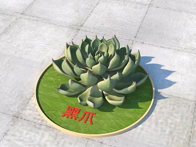 Black Claw Succulent Plant With Green Circular Base And Fleshy Leaves 3d model