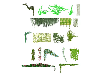 Various Decorative Vines With Green Foliage And Different Shapes For Garden Design 3d model