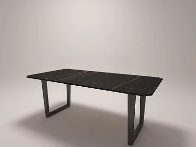 Modern Minimalist Dining Table With Black Marble Tabletop And Metal Legs 3d model