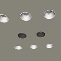 Multiple White and Black Illuminated Downlights and Spotlights on Gray Ceiling 3d model