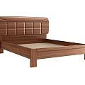 Modern Wooden Double Bed With Grid Design Headboard And Sleek Frame 3d model
