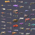 Colorful Futuristic Various Types of Weapons Collection with Different Designs and Styles