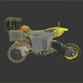 Modern Gray Motorcycle With Yellow Accents Orange Seat Black Storage Box And Stylish Wheels