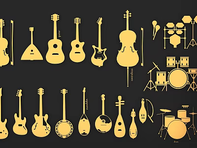 Musical instrument silhouette electroacoustic instrument stringed instrument electric guitar drum stringed instrument guitar 3d model
