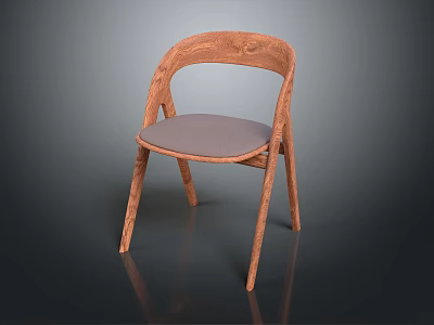 Modern Leisure Chair With Natural Wooden Frame And Gray Cushion Design 3d model