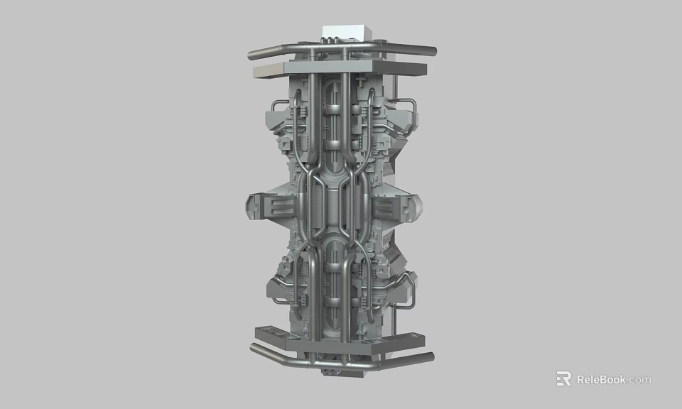 Industrial Mechanical Structure With Symmetrical Metal Parts And Detailed Design 3d model 