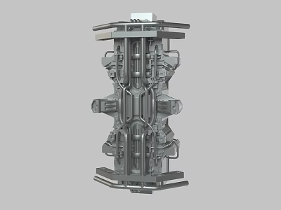 Industrial Mechanical Structure With Symmetrical Metal Parts And Detailed Design 3d model