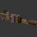 Stacked Books With Various Colored Covers And Reflective Surfaces 3d model