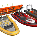 Colorful Modern Inflatable Yachts Including Red Yellow Orange And Gray Models