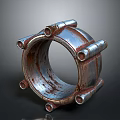 Vintage Rusted Metallic Circular Decorative Ornament Set With Protruding Elements For Home Decor