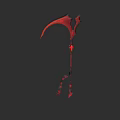 Fantasy Red Ornate Scythe Weapon With Decorative Handle And Sharp Blade 3d model