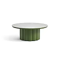 Modern Round Coffee Table With Light Gray Top And Green Fluted Base Design 3d model