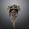 Woman Wearing Decorative Hat With Pink And White Roses On Head Mannequin