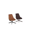 Modern Brown Leather Leisure Chair with Tufted Backrest and Seat on Black Metal Star Base