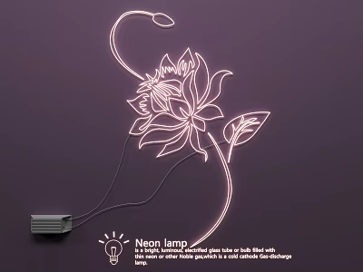 Lotus Petal Shaped Neon Lamp Art with Soft Light and LED Technology 3d model