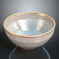 Elegant White Bowl With Gold Rim And Crackle Texture For Home Living Use