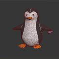 Cute Penguin Plush Doll With Black White Body Orange Feet And Blue Ball