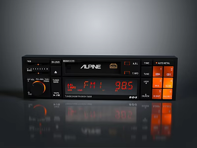 Alpine Vehicle Computer System With Digital FM Radio Display And Control Buttons Knob 3d model