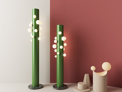 Mediocre retro multi-head green floor lamp model