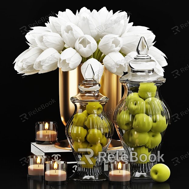 floral glass storage jar candle holder combination decoration model