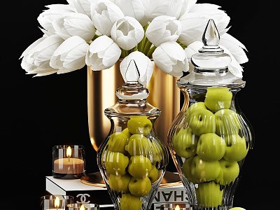 floral glass storage jar candle holder combination decoration model