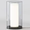 Modern Transparent Cylindrical Table Lamp With White Light Shade And Black Base 3d model