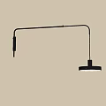 Minimalist Black Wall Lamp With Curved Arm For Beige Home Interior Decoration