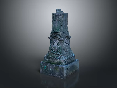 Ancient Stone Architectural Monument With Carved Decorations And Weathered Surface 3d model