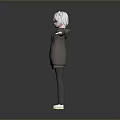Young Woman With Cat Ears In Gray Hoodie Standing Arms Outstretched