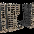 Collapsed High Rise Building Structure With Damaged Concrete Floors And Broken Frames 3d model