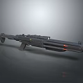 Futuristic Black Sci Fi Rifle With Red Glowing Muzzle And Detailed Components 3d model
