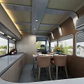 Modern Kitchen Interior With Open Design And Large Windows For Dining Area