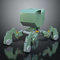 Green Robot With Biomorphic Mechanical Legs And Reflective Surface Design 3d model