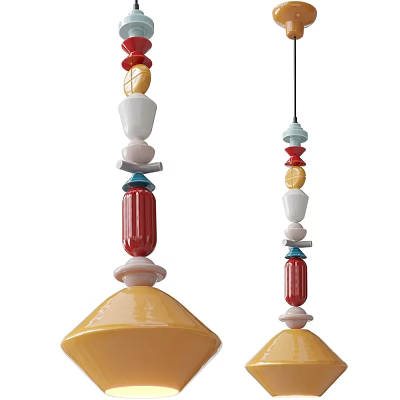 Colorful Beaded Chandelier with Stacked Red White Blue and Yellow Decorative Beads 3d model