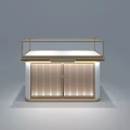 Elegant Modern Display Cabinet Shelf With Glass Showcase Golden Frame And Lighting