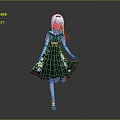 Elegant Game Anime Character With Light Blue Hair And Black Dress Featuring White Floral Patterns
