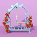 Light Blue Swing Photo Spot With Bow Red Roses On Lavender Background