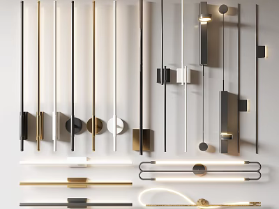 Modern Wall Lamps With Sleek Lines And Various Metal Designs For Home Decor 3d model