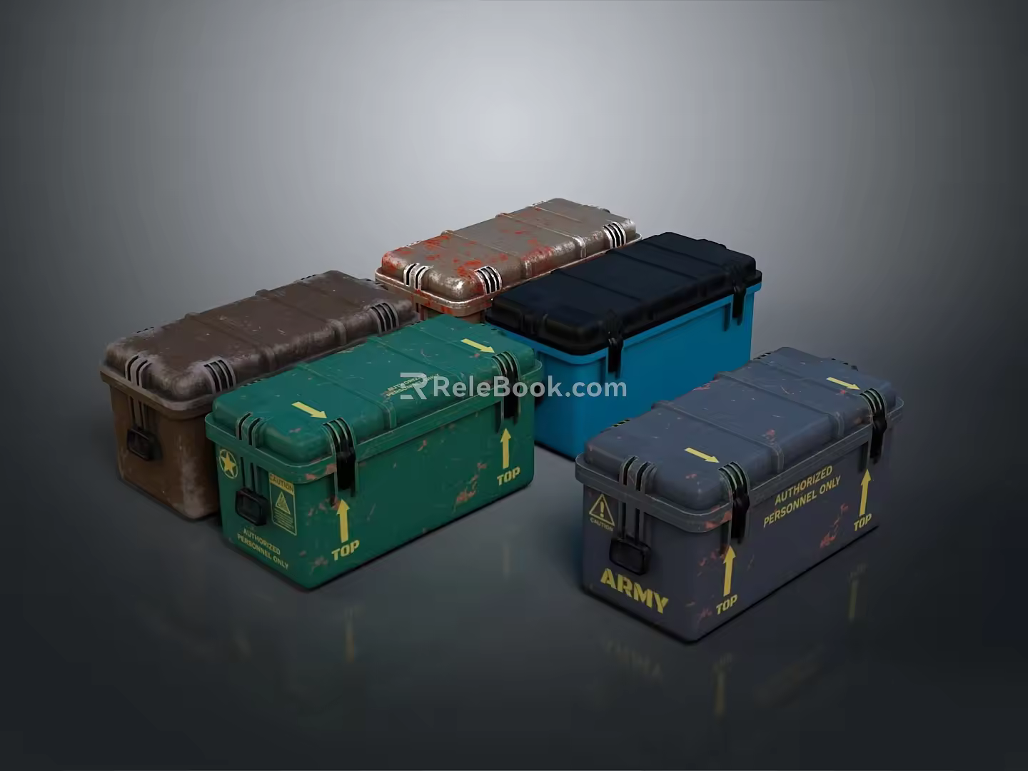 Toolbox tin box iron box plastic box container realistic 3d model