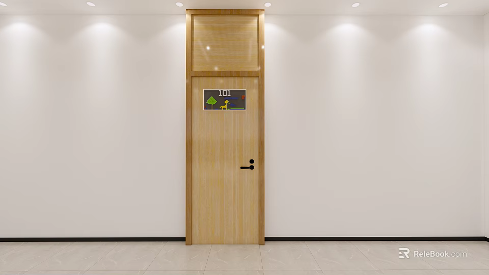 Modern Decorative Wooden Wall Decor Panel Above Door On Minimalist White Home Interior Wall 3d model 
