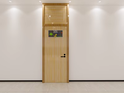 Modern Decorative Wooden Wall Decor Panel Above Door On Minimalist White Home Interior Wall 3d model