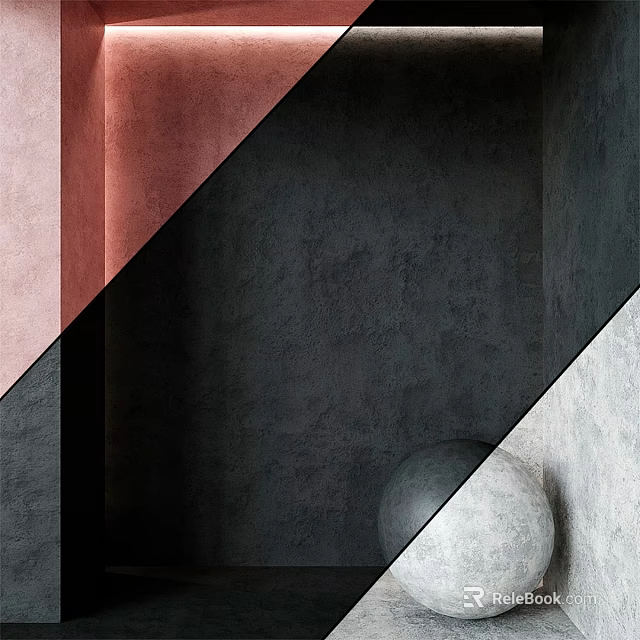 Geometric Wall Components In Pink Black Gray Textured Surfaces With Decorative Sphere 3d model