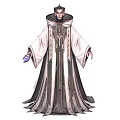 Intricate Robed Character Wearing Ornate Hat With Blue Gem And Magical Beast Ally