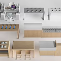 Modern Functional Desks With Wooden And White Design Featuring Mobile Phones And Laptops For Office