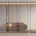 Glass Partition House Silent Wind Glass Partition Wire Glass Textured Glass Crack Glass Glass Screen Wire-drawing Glass Narrow Edge Glass Door 3d model